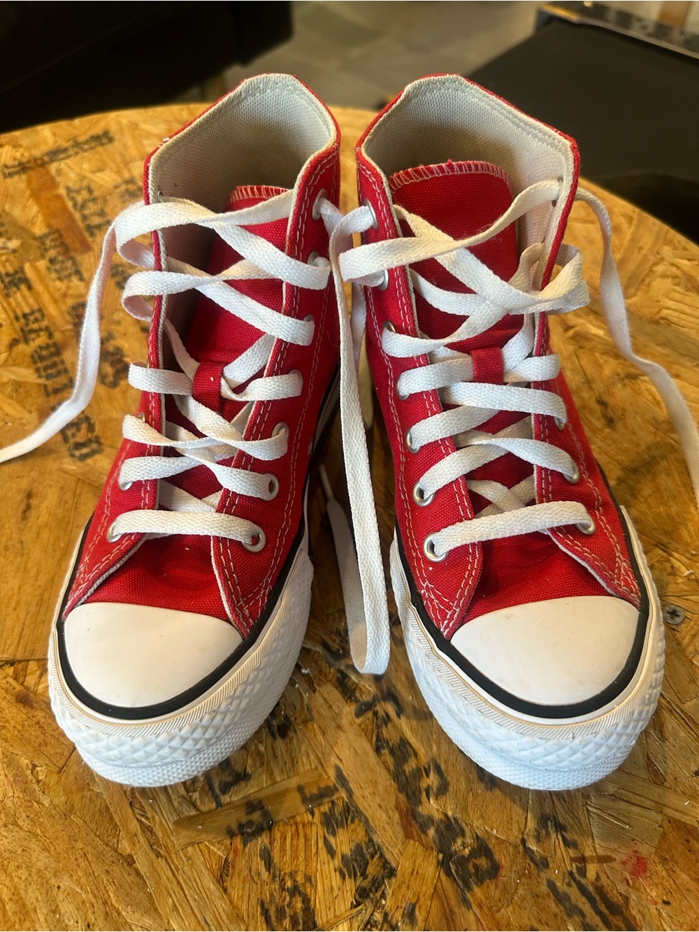 Converse Kids Red High-Top Canvas Sneakers with White Laces